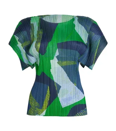 Issey Miyake Pleated Meteorite Top In Green