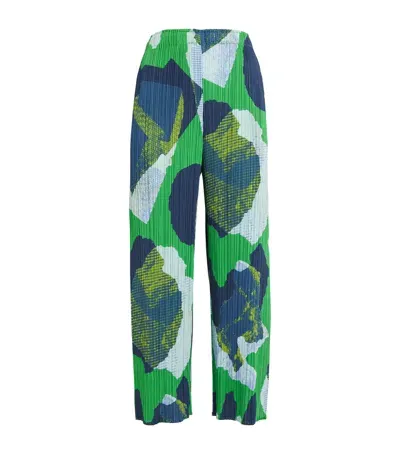 Issey Miyake Pleated Meteorite Wide-leg Trousers In Green