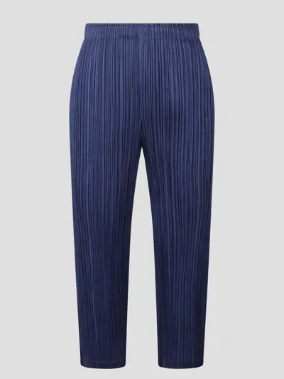 Issey Miyake Pleated Straight Trousers In Blue