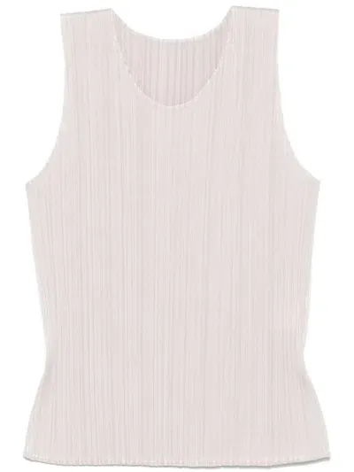 Issey Miyake Pleated Top In Neutrals