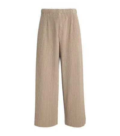 Issey Miyake Pleated Wide-leg Trousers In Grain Beige