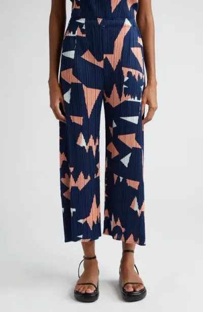 Issey Miyake Pleats Please  Lucid Print Pleated Pants In Pink Salt