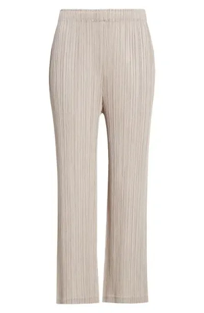 Issey Miyake Pleats Please  Pleated Straight Leg Pants In Beige