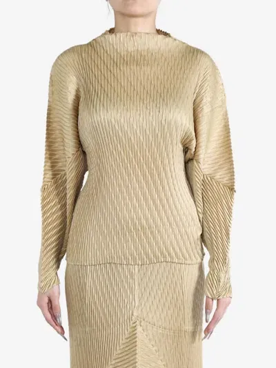 Issey Miyake Plissé-effect Blouse In Neutrals