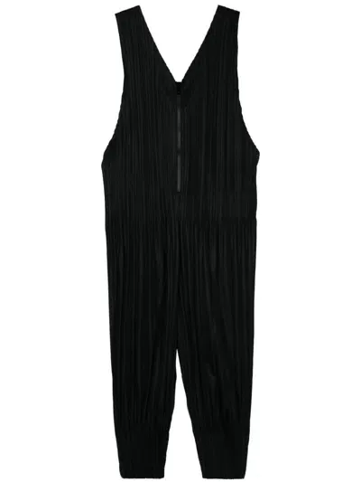 Issey Miyake Plissé-effect Jumpsuit In 黑色