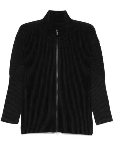 Issey Miyake Pleated Plissé Lightweight Jacket In Black