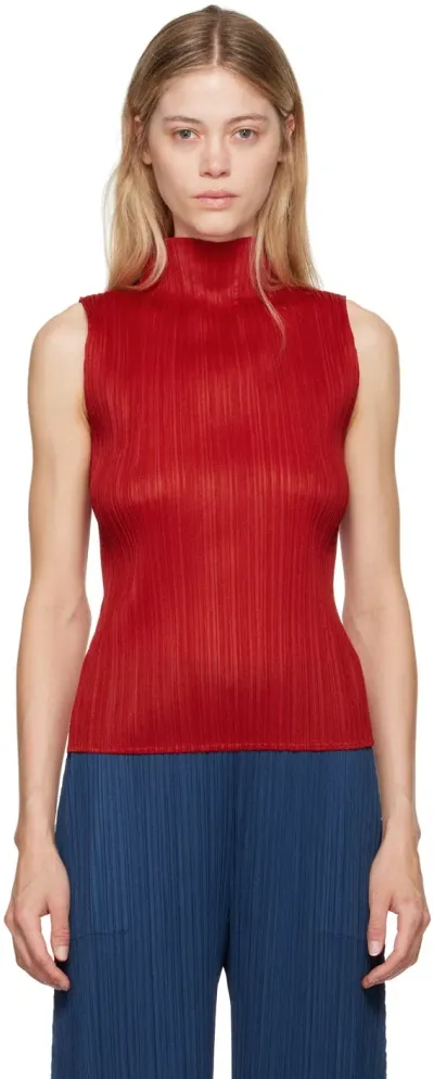 Issey Miyake Red New Colorful Basics 3 Tank Top In 24 Red