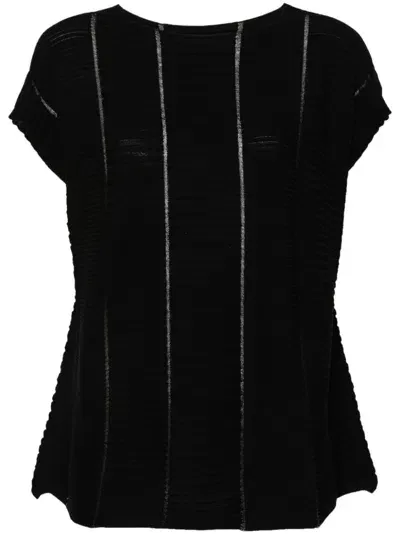 Issey Miyake Ribbed-knit T-shirt In Black