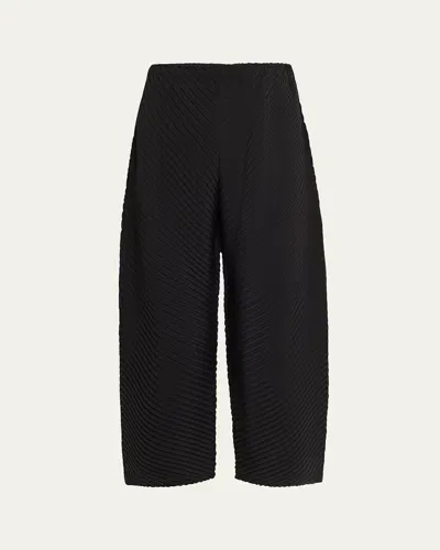 Issey Miyake Vigor Pleats Cropped Wide-leg Pants In Black