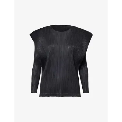 Issey Miyake Womens Black September Long-sleeve Knitted Top