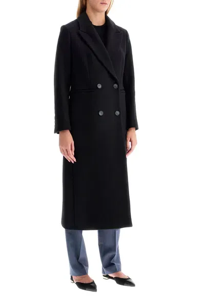 Ivy & Oak Double-breasted Wool Midi Coat In Black