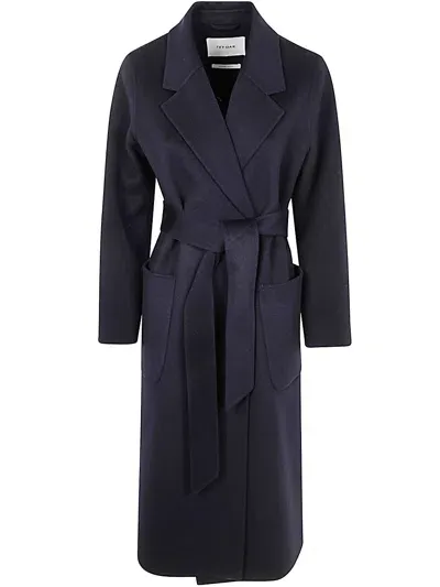 Ivy & Oak Celia Belted Double Face Coat In Blue