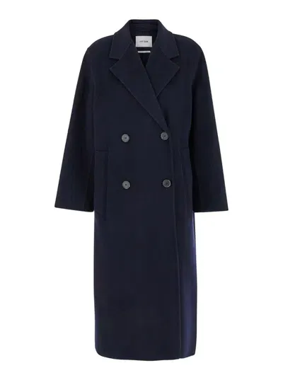 Ivy & Oak Clara Doubl Breasted Oversize Coat In Blue