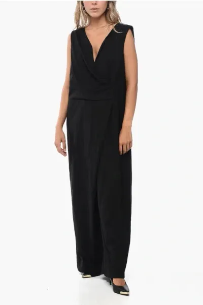 Ixos Sleeveless Jumpsuit With Wrap Design In Black