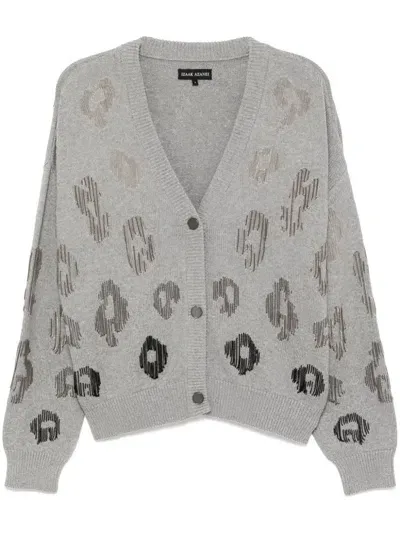 Izaak Azanei Chain-link Detailing Cardigan In Gray