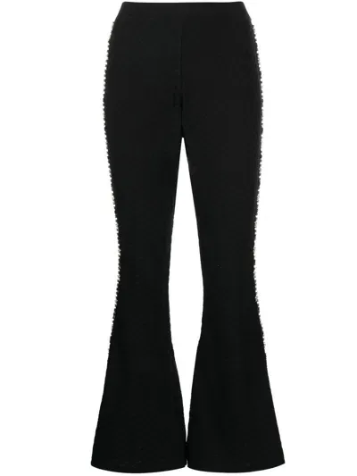 Izaak Azanei Knitted Embellished Flared Trousers In Schwarz