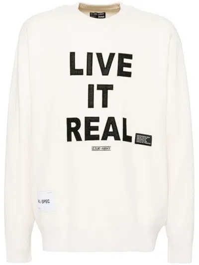 Izzue Appliqué Slogan Jumper In Neutrals