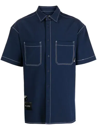 Izzue Contrast-stitching Short-sleeve Shirt In Blue