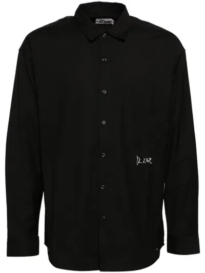 Izzue Embroidered Logo Cotton Shirts In Black