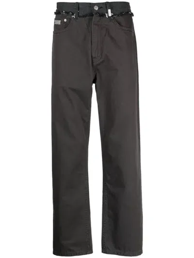 Izzue Frayed Low-rise Straight-leg Trousers In Grey