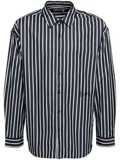 Izzue Horizontal Stripe Pattern Cotton Shirt In Black