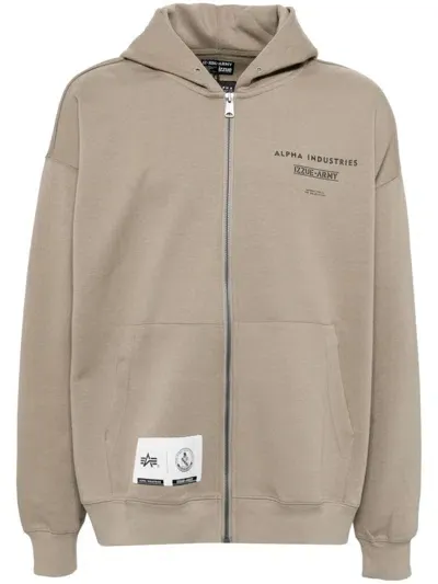 Izzue Logo Zip-up Hoodie In Brown