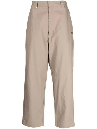 Izzue Straight-leg Cotton Trousers In Neutrals