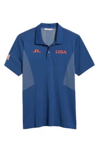 J. Lindeberg Arnaud Seamless Performance Polo In Estate Blue