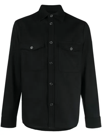 J. Lindeberg Silas Button-up Overshirt In Black