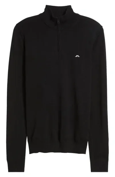 J. Lindeberg Kian Quarter Zip Wool Sweater In Black