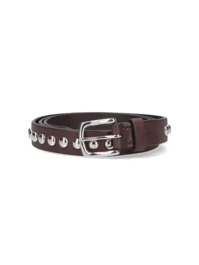 J & M Davidson 'dome Rivets Narrow' Belt In Brown