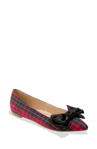 Jack Rogers Debra Pointed Toe Flat In Red Plaid/black