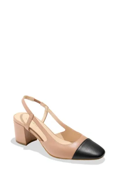 Jack Rogers Summer Cap Toe Slingback Sandal In Beige/black