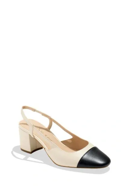 Jack Rogers Summer Cap Toe Slingback Sandal In Ivory/black