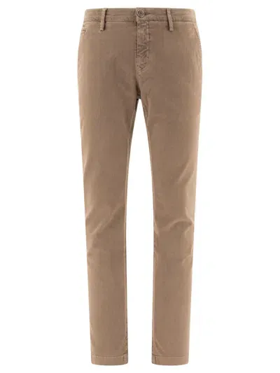 Jacob Cohen Bobby Slim Fit Trousers In Beige Garment-dye Twill In Brown