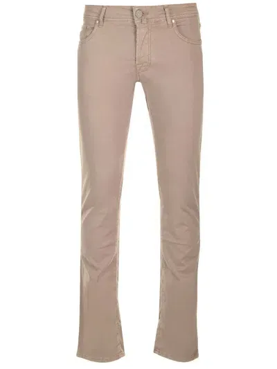 Jacob Cohen Cotton Twill Nick Trousers In Beige