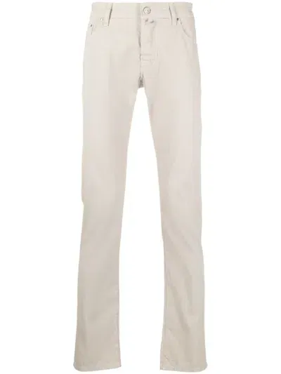 Jacob Cohen Embroidered-logo Straight-leg Trousers In Nude