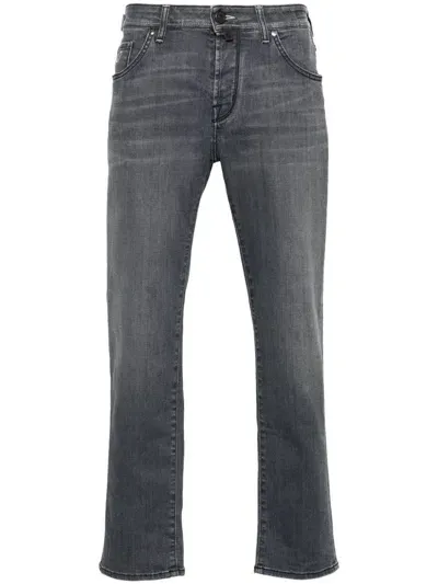 Jacob Cohen Logo-embroidered Jeans In Grey