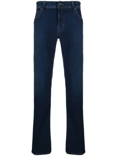 Jacob Cohen Logo Patch Mid-rise Jeans In Blue