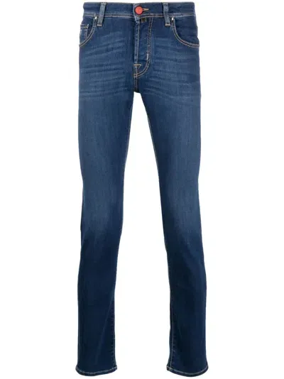 Jacob Cohen Logo-patch Skinny Jeans In Blue