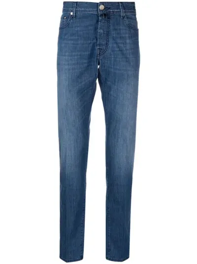 Jacob Cohen Motif-embroidered Straight-leg Jeans In Blue