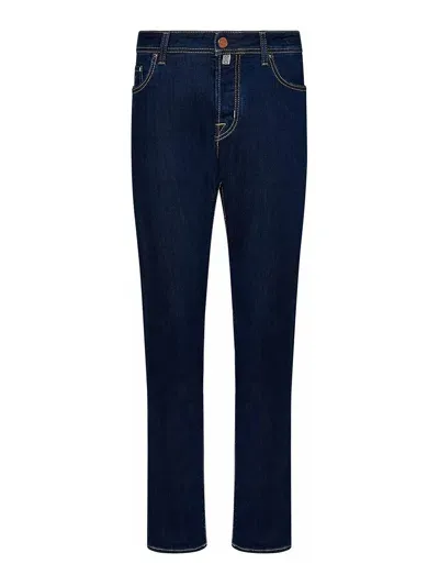 Jacob Cohen Logo Patch Fadded Jeans In Blue