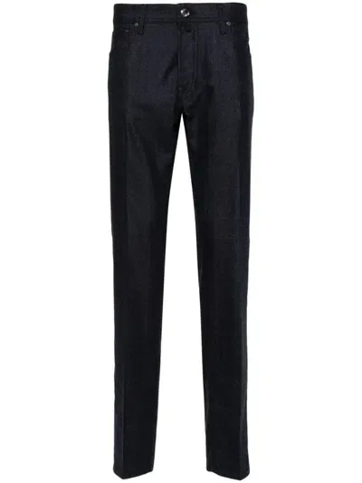 Jacob Cohen Prince Of Wales Check Trousers In Blue