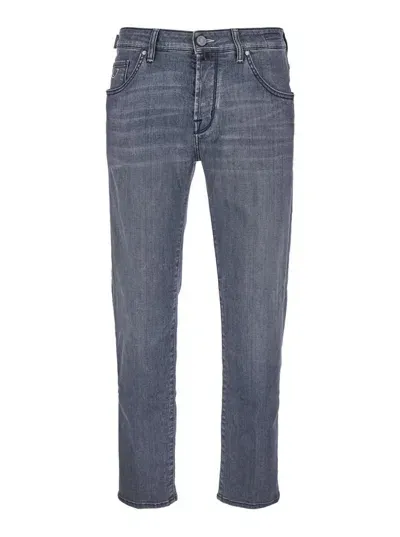 Jacob Cohen 'scott' Grey Skinny Jeans With Contrasting Stitching In Cotton Blend Denim Man