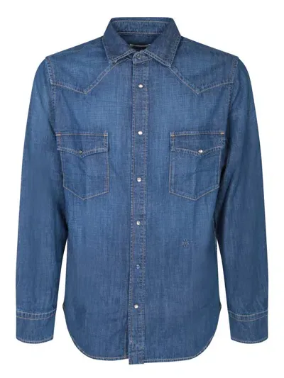 Jacob Cohen Denim Shirt With A Pointed Collar In Blue