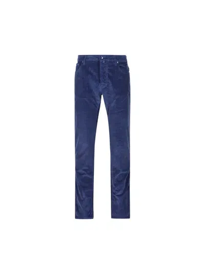 Jacob Cohen Low-rise Straight-leg Corduroy Trousers In Blue