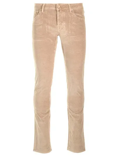 Jacob Cohen Velvet Trousers In Beige