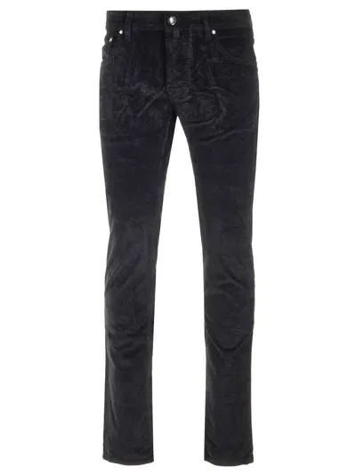 Jacob Cohen Straight Leg Logo-patch Trousers In Black