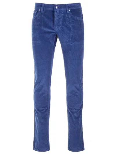 Jacob Cohen Velvet Trousers In Blue