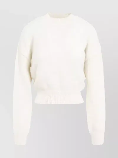 Jacquemus Alpaca Wool Blend Cropped Pullover In White